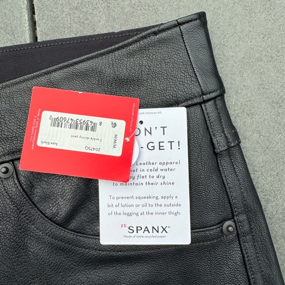 Spanx Ankle Skinny Pant Black Faux Leather Petite Medium NWT - Picture 9 of 11